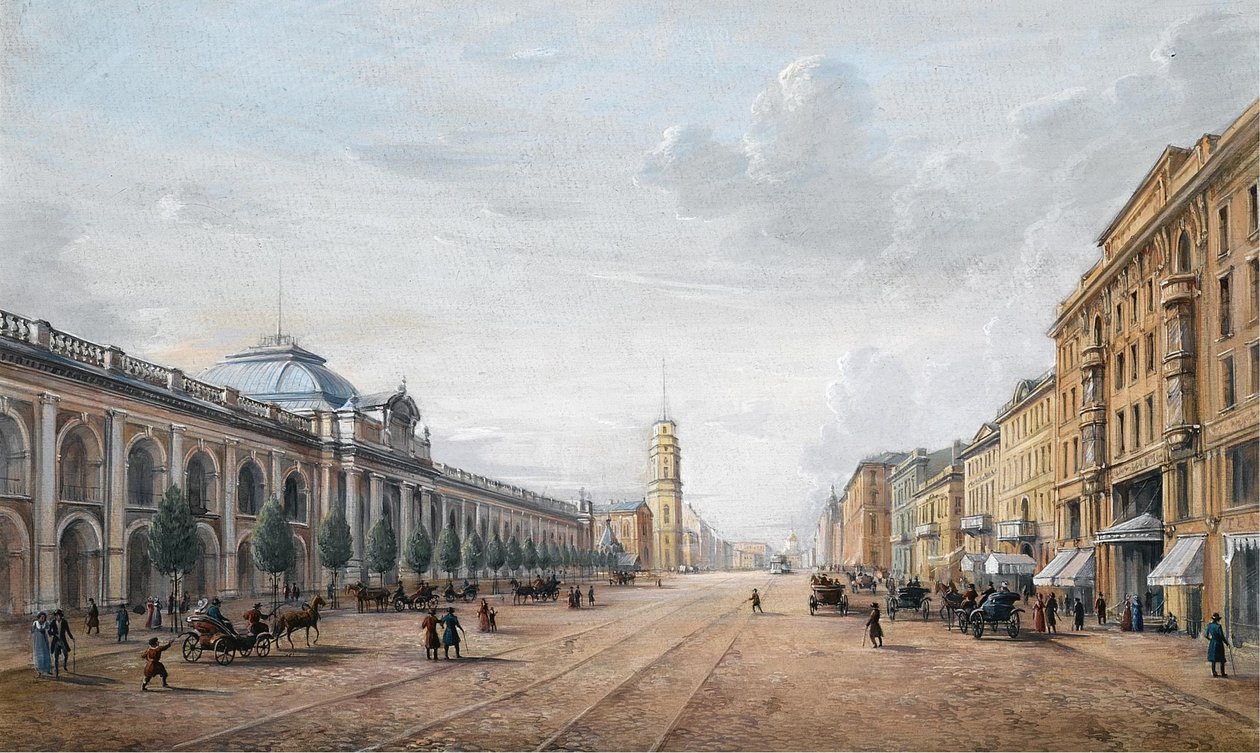 Utsikt över Nevsky Prospekt i Sankt Petersburg av Unbekannt