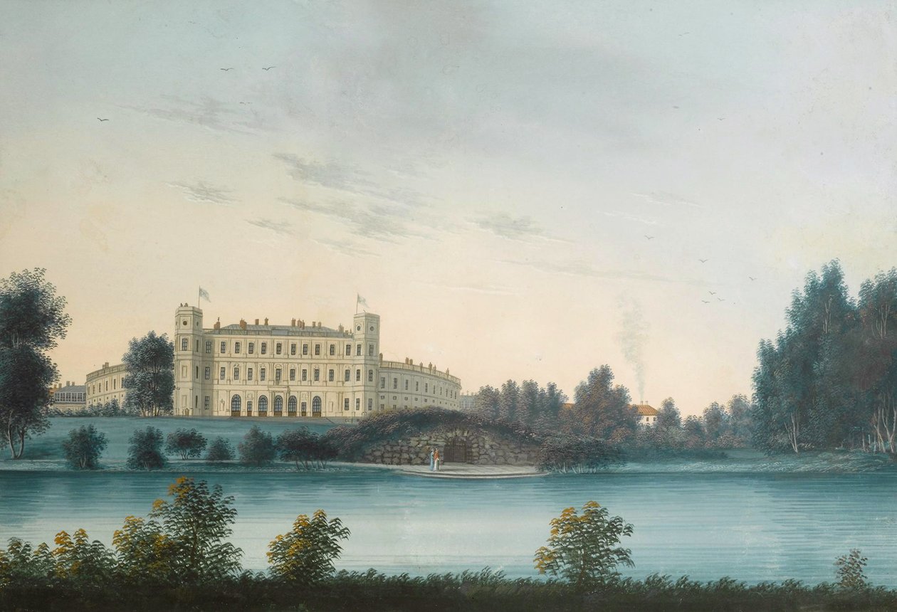 Utsikt över palatset i Gatchina, tidigt 1800-tal av Unbekannt