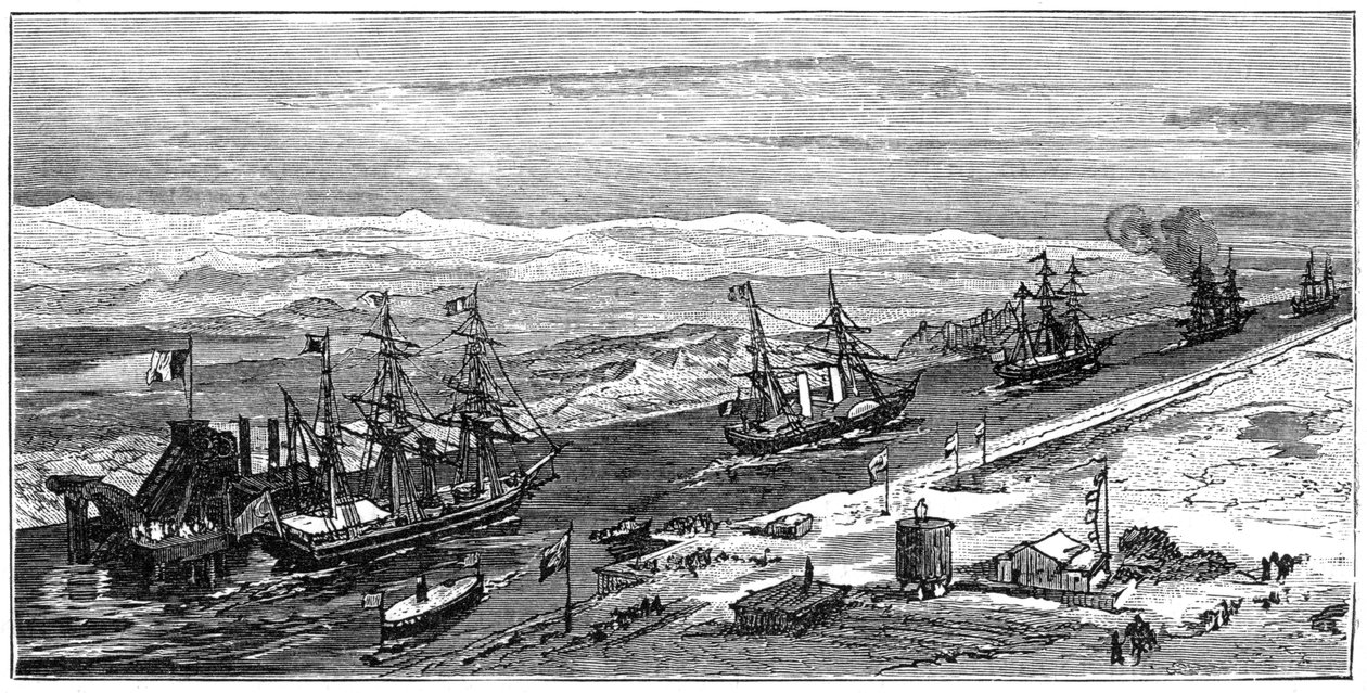 Utsikt över Suezkanalen, Egypten, 1900 av Unbekannt