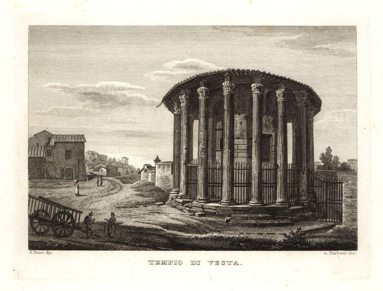 Utsikt över Vestas tempel, Tempio di Vesta, Rom av Unbekannt