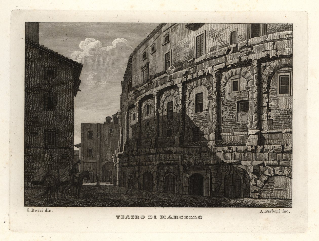 Utsikt över Marcellus teater, Teatro di Marcello, Rom av Unbekannt