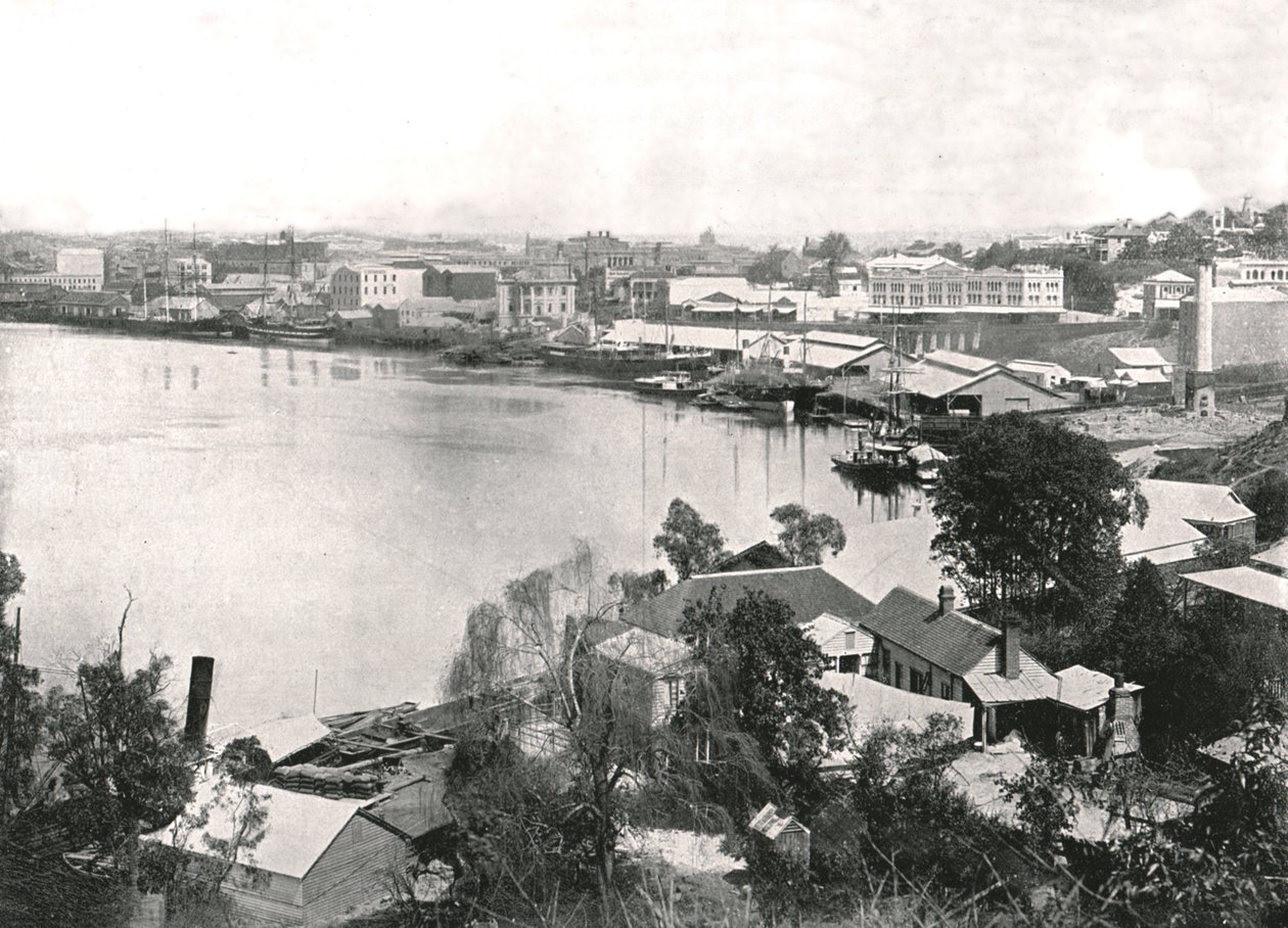 Utsikt över staden och floden, Brisbane, Australien, 1895. av Unbekannt
