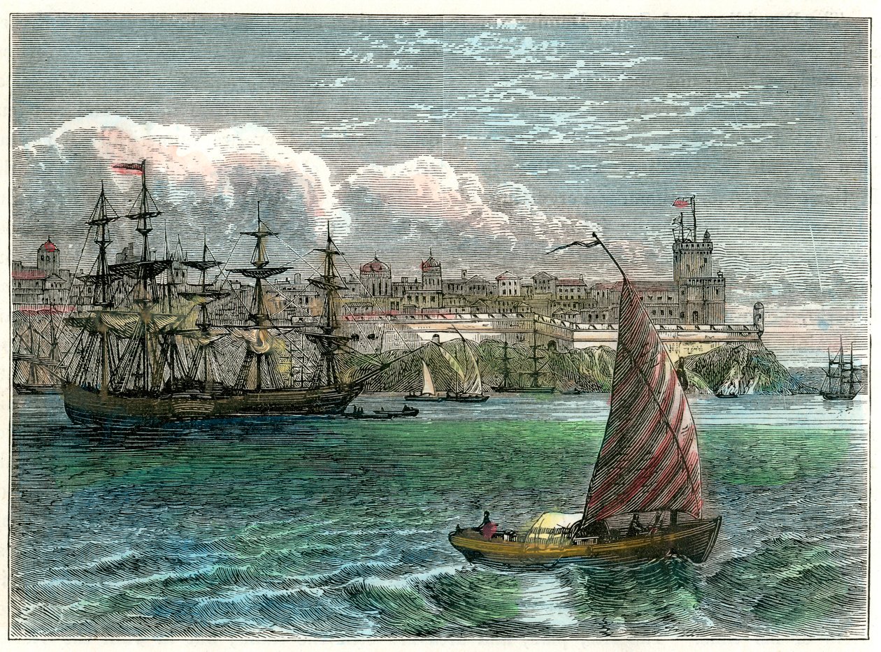Utsikt över staden San Domingo från hamnen, Dominikanska republiken, c1880 av Unbekannt