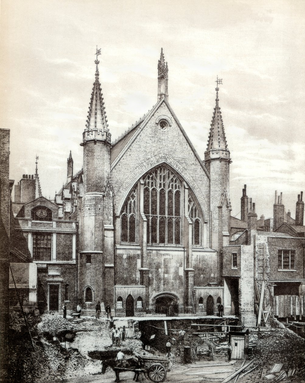 Utsikt över den östra änden av Guildhall och Old Library, City of London, 1886 av Unbekannt
