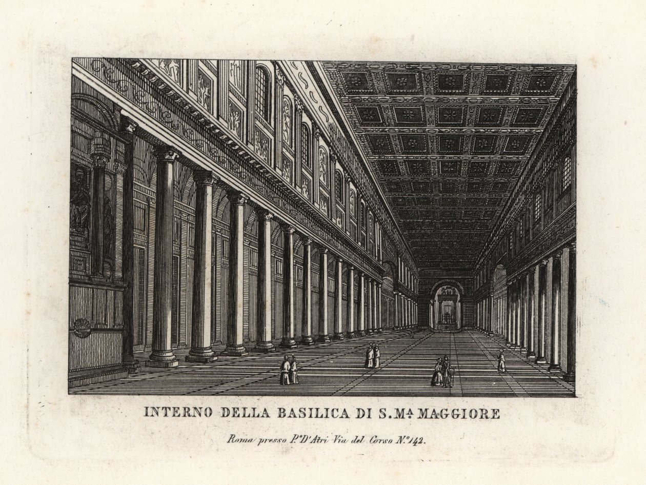 Vy över det inre av Basilica di Santa Maria Maggiore, Church of Saint Mary Major, Rom av Unbekannt