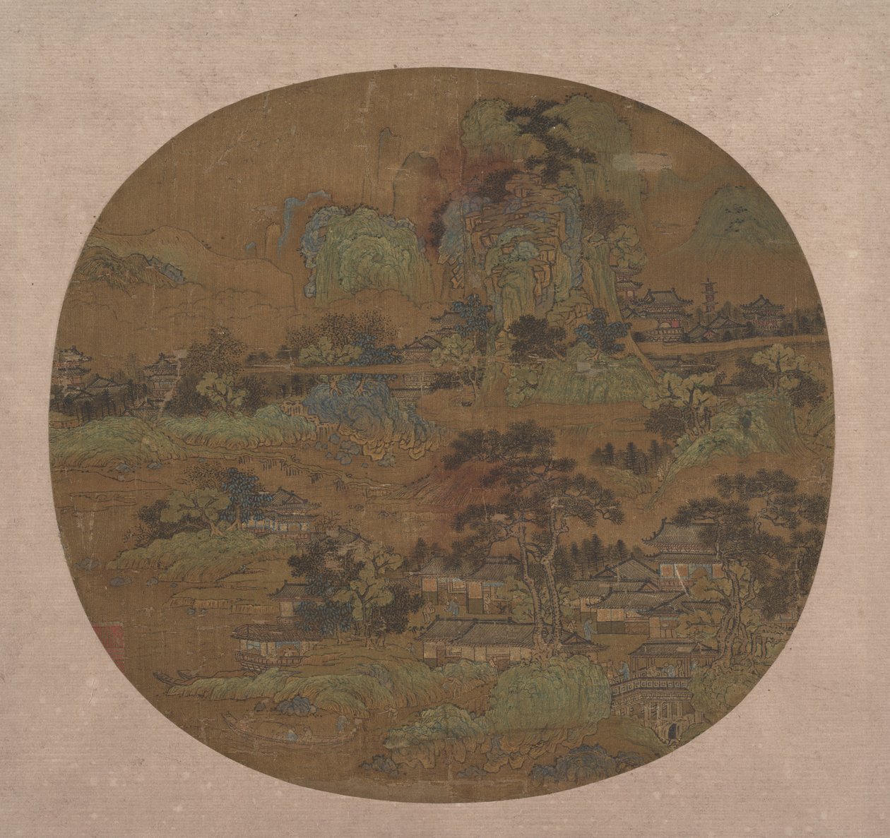 By och tempel i Jiangnan, tidigt 1400-tal. av Unbekannt