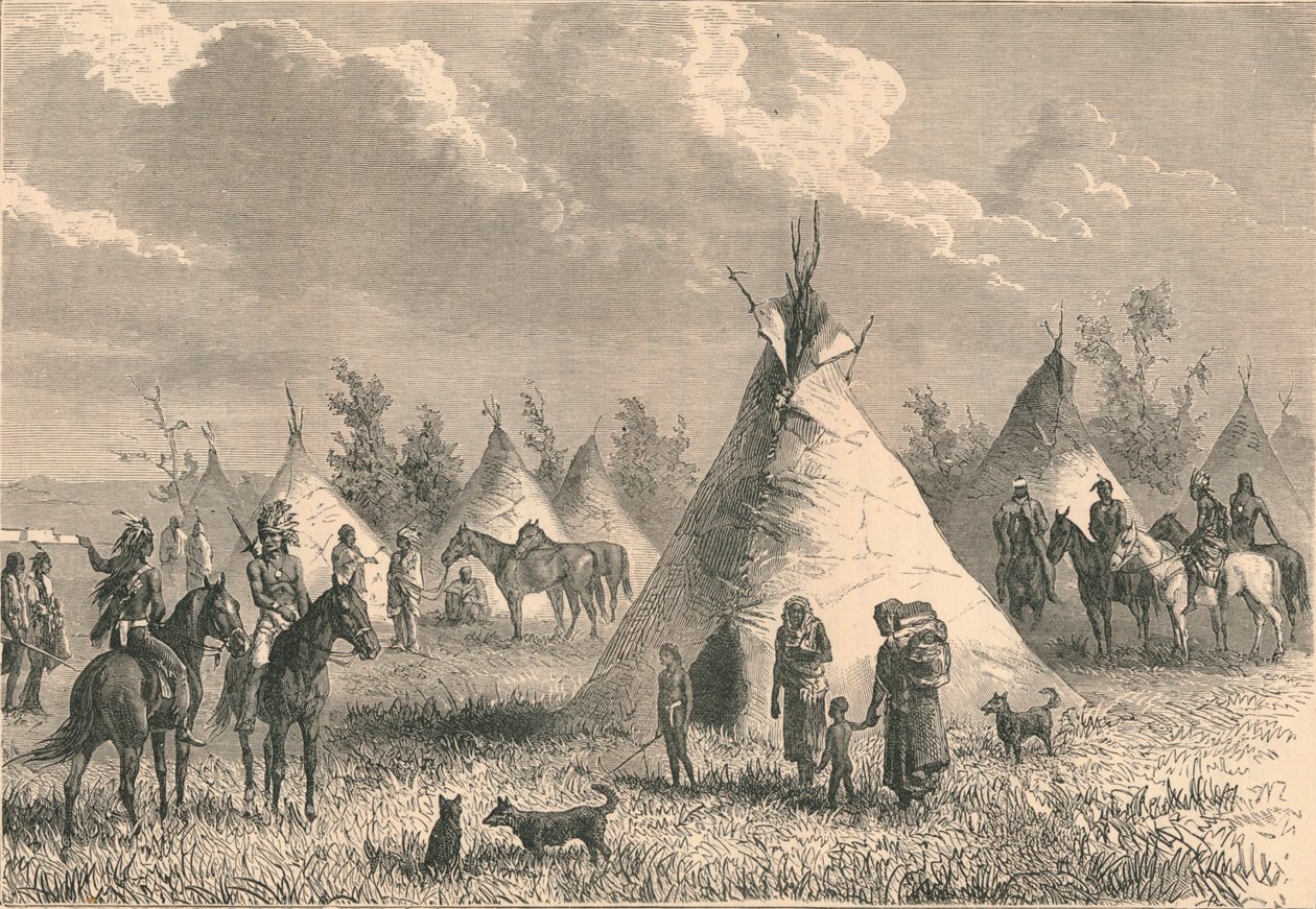 Village of Prairie Indians, c1800-talet av Unbekannt