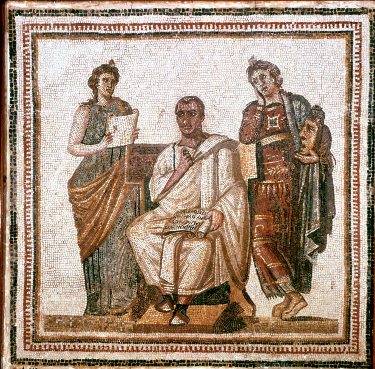 Vergilius och muserna, romersk mosaik från Sousse, Tunisien, 300-talet e.Kr av Unbekannt