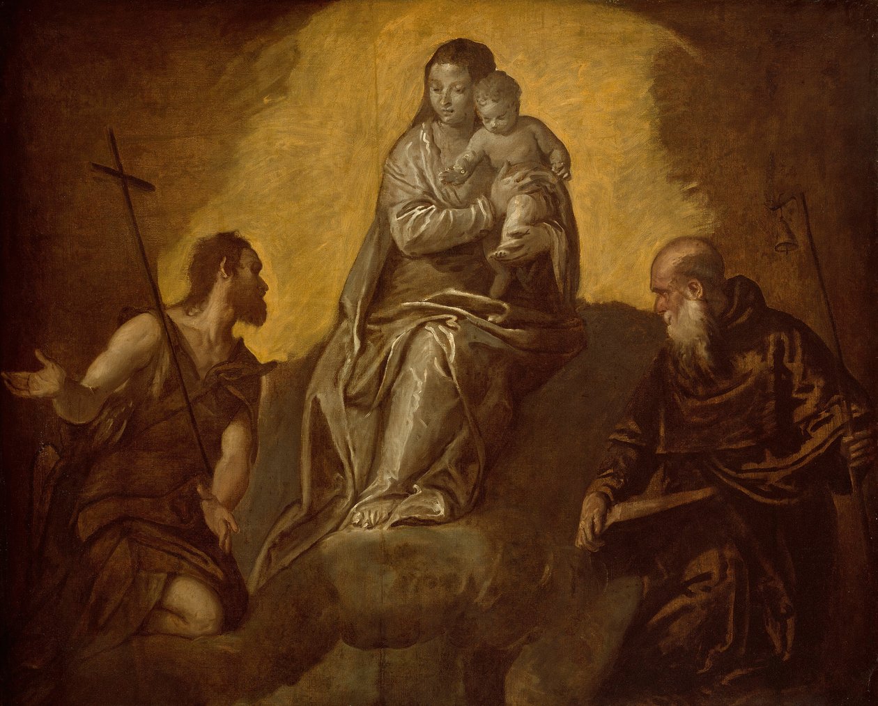 Jungfru och barn med de heliga Johannes Döparen och Anthony Abbot, 15751625. av Unbekannt