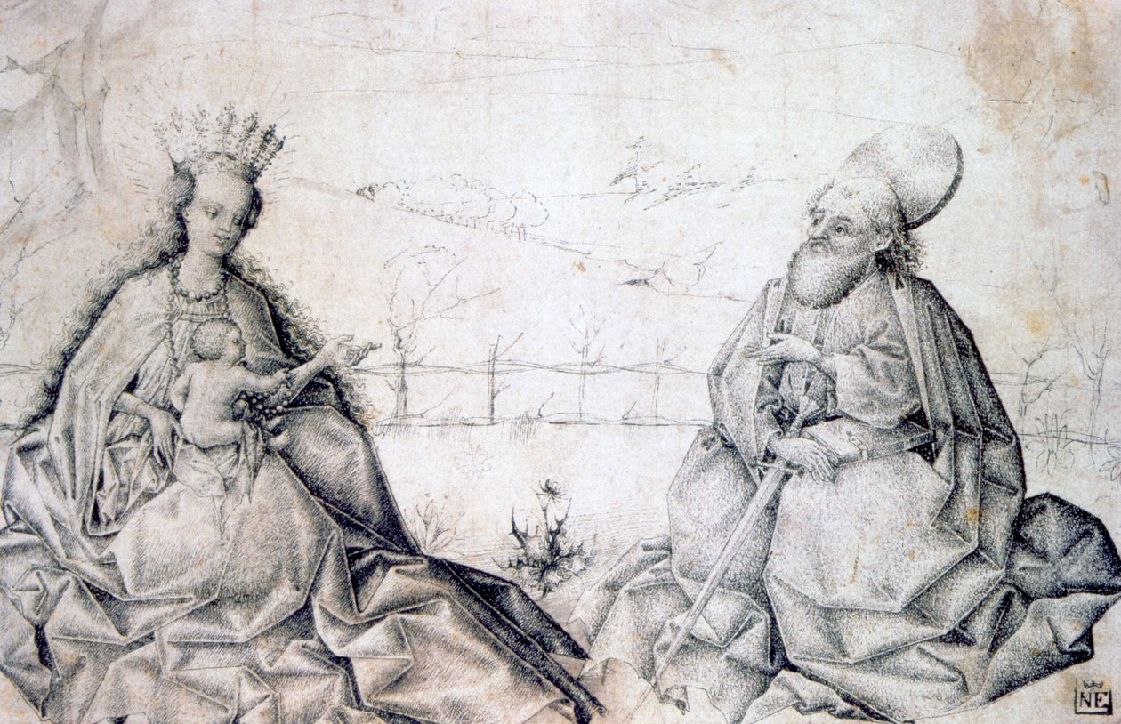 Jungfru och barn med St Paul, c1450 av Unbekannt