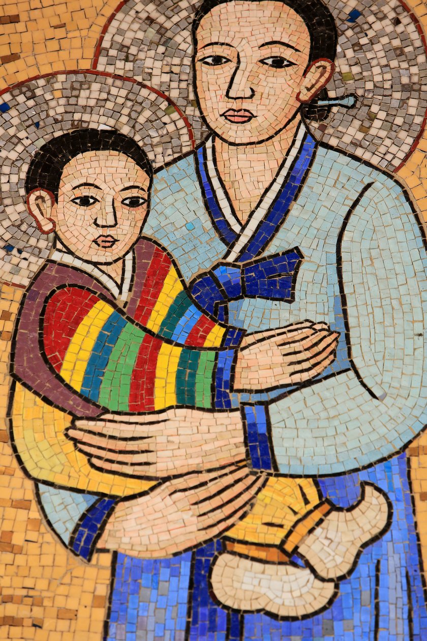 Jungfru och barn. Korea. Bebådelsens basilika, Nasaret, Israel av Unbekannt
