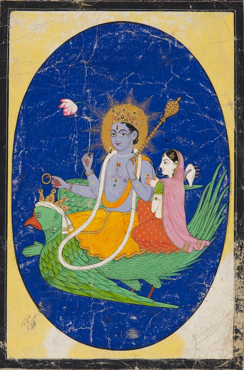 Vishnu och gemål monterade på Garuda, 1800-talet av Unbekannt