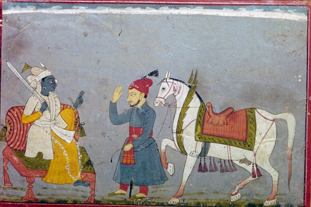 Vishnu i sin 10:e inkarnation som den vita timmen Kalki, 1710-1720 av Unbekannt