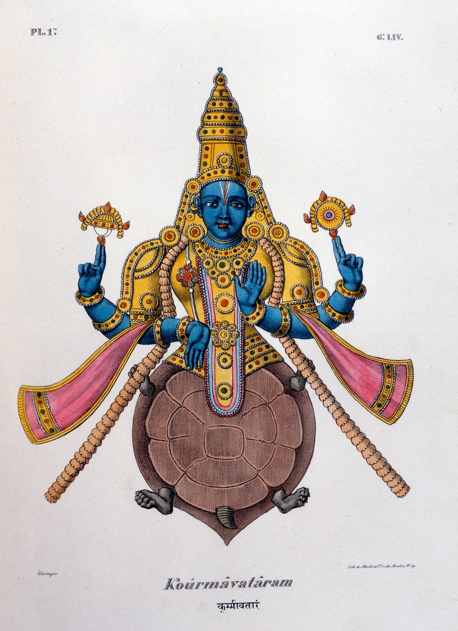 Vishnu, en av gudarna i den hinduiska treenigheten trimurti, 1828 av Unbekannt