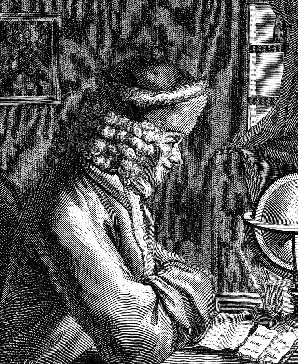 Voltaire, fransk 1700-talsförfattare, dramatiker, satiriker och bokstäver av Unbekannt