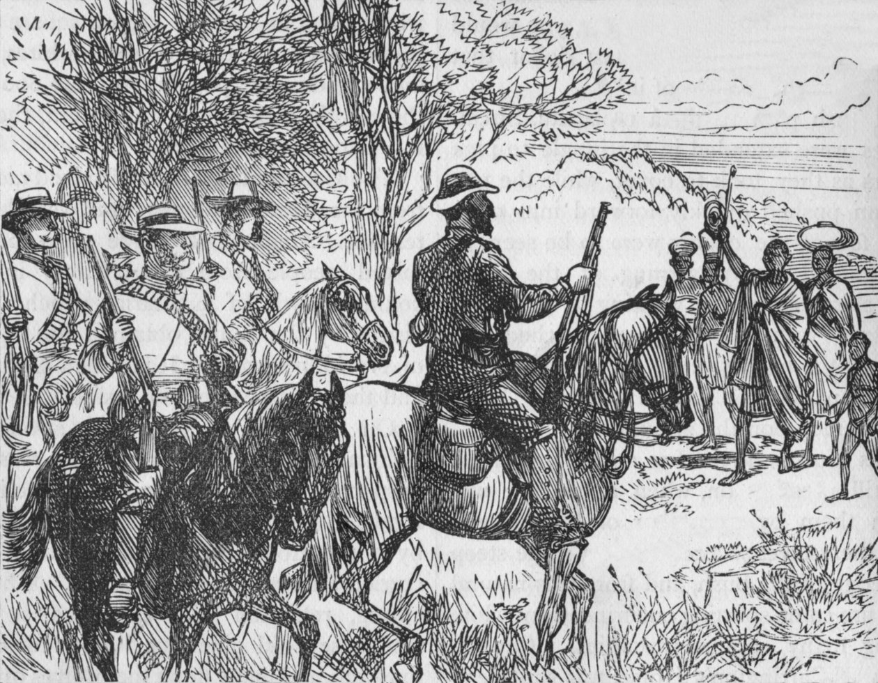 Volontärer som möter en lojal kaffer och hans familj, c1880 av Unbekannt