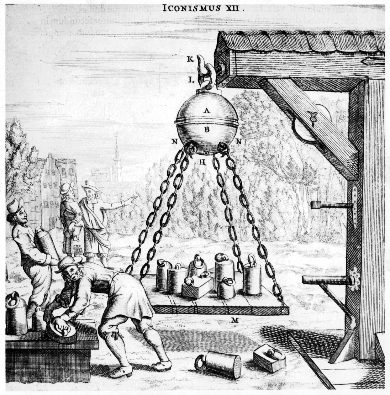 Från Guerickes demonstration av lufttryckets kraft, 1672 av Unbekannt
