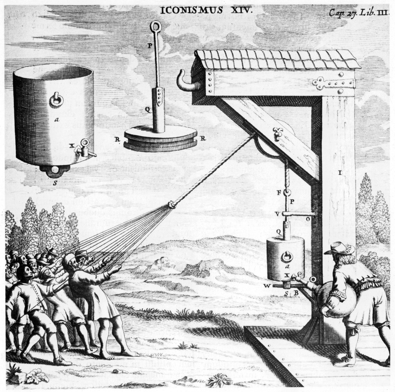 Von Guerickes demonstration av styrkan i ett vakuum, 1654 1672 av Unbekannt