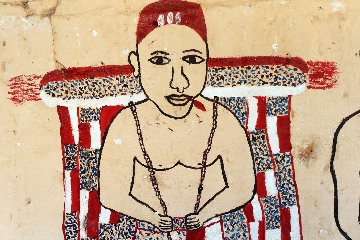 Voodoo väggmålning på ett kloster. Togoville, Togo av Unbekannt