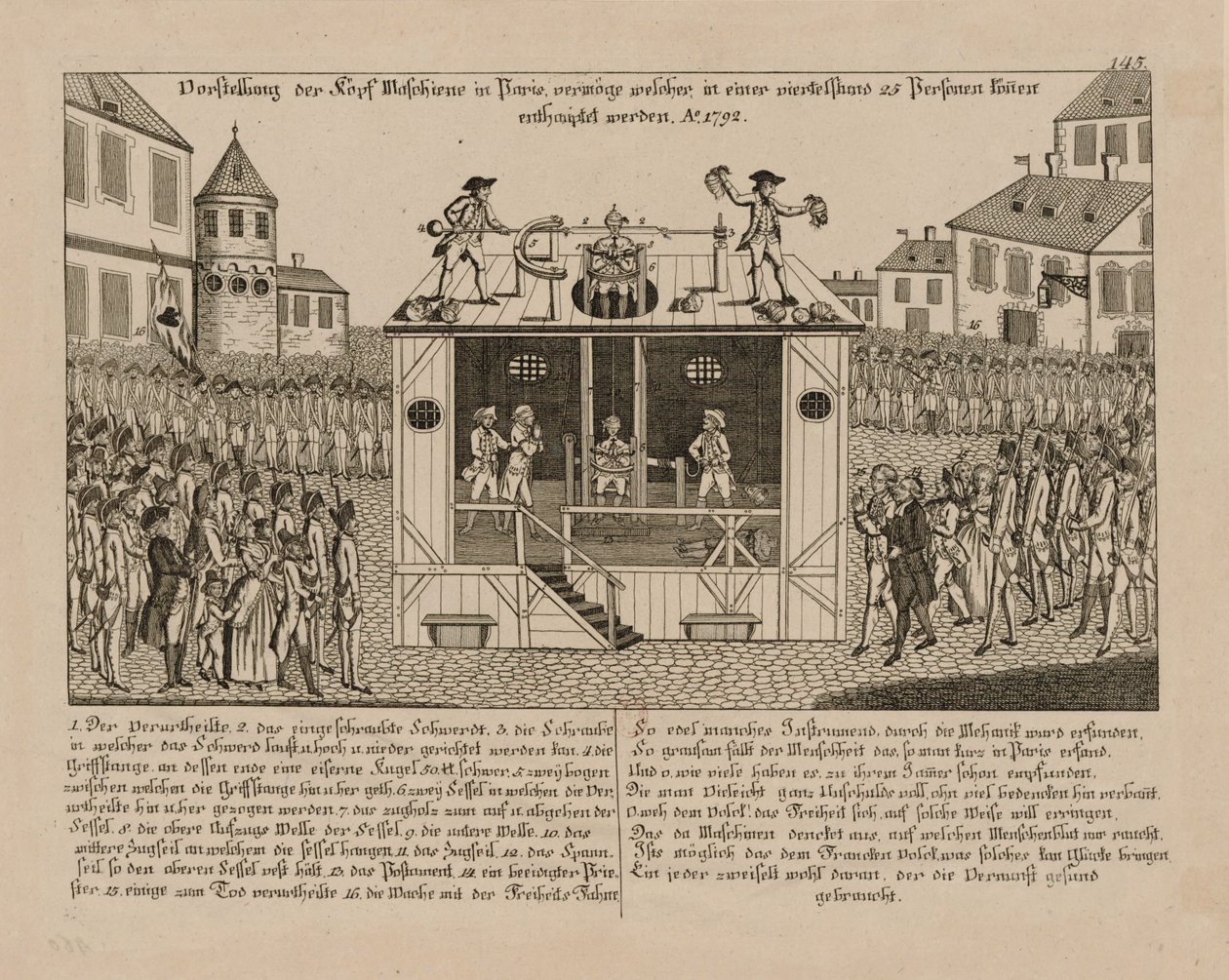 Presentation av huvudmaskinen i Paris, 1792. av Unbekannt