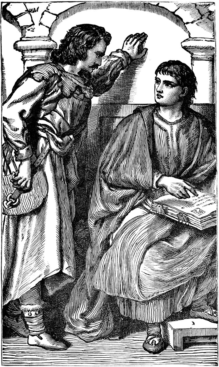 Waldenser missionär trubador visar sin folkliga bibel, c1170 av Unbekannt