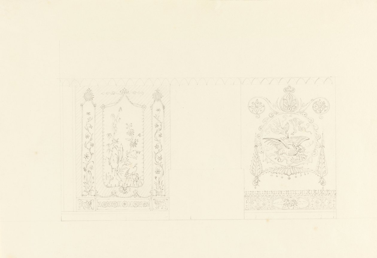 Väggdekoration, blå salong, Royal Pavilion, Brighton av Unbekannt