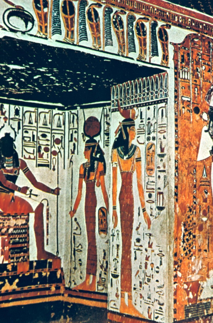 Väggmålning, Nefertitis grav, Thebe, Egypten av Unbekannt