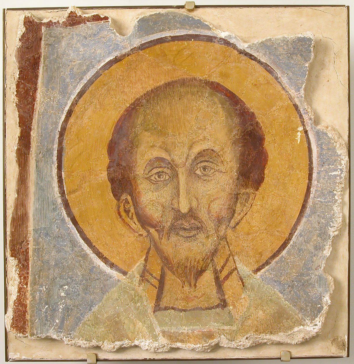 Väggmålning av Male Saint, bysantinskt, 1100-tal, modern restaurering. av Unbekannt