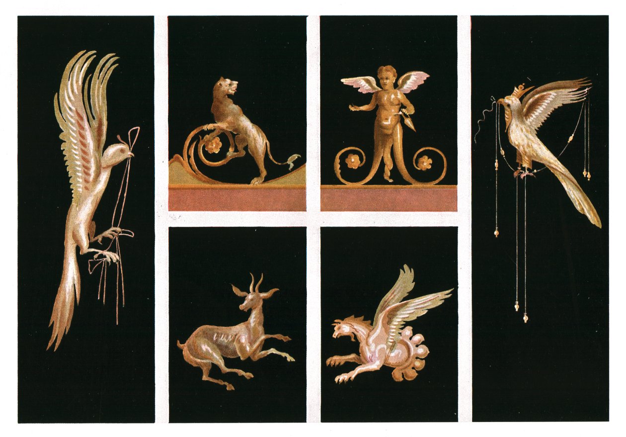 Väggdekoration, Pompeji, Italien, 1928. av Unbekannt
