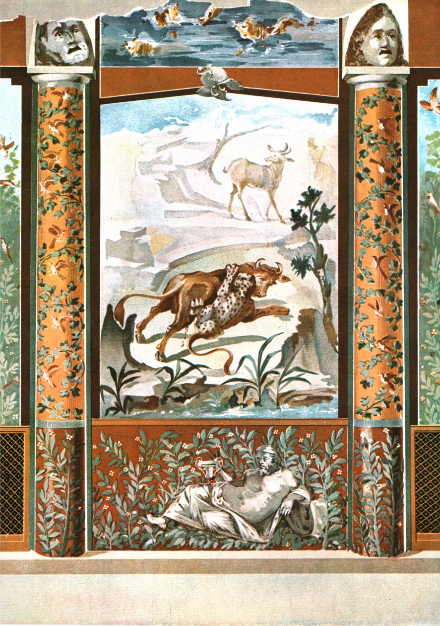Väggdekoration, Pompeji, Italien, 1928. av Unbekannt