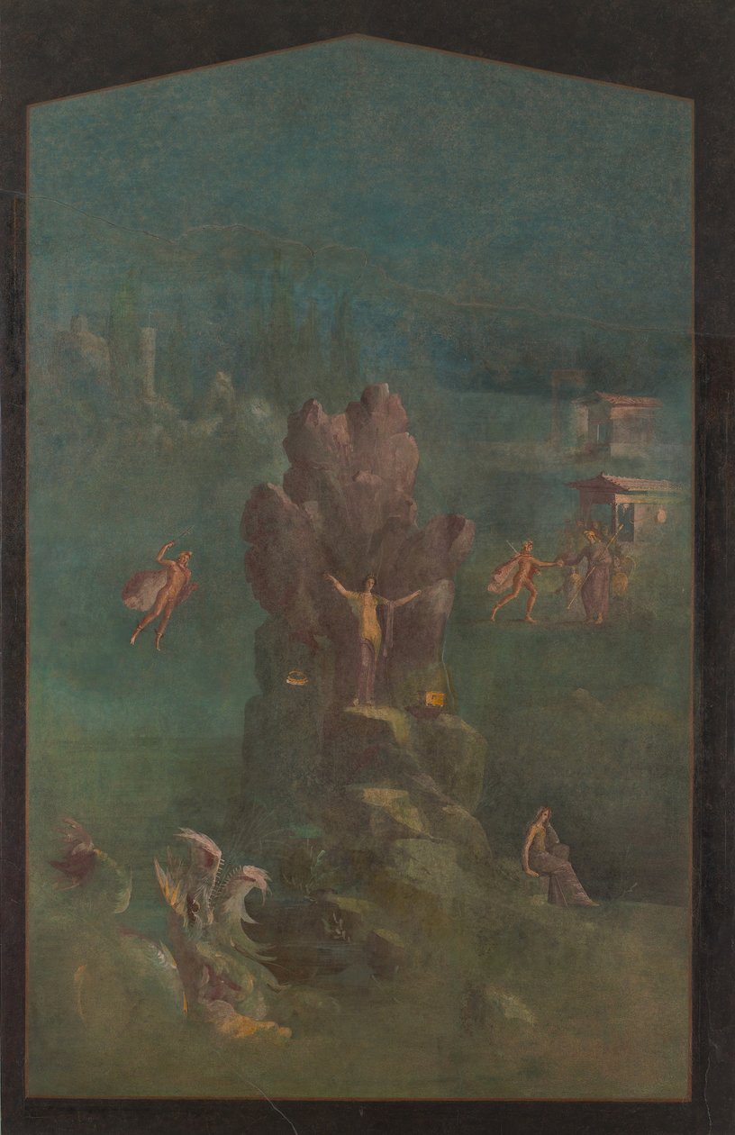 Väggmålning: Perseus och Andromeda i landskap, från kejsarvillan..., 1:a århundradet f.Kr. av Unbekannt