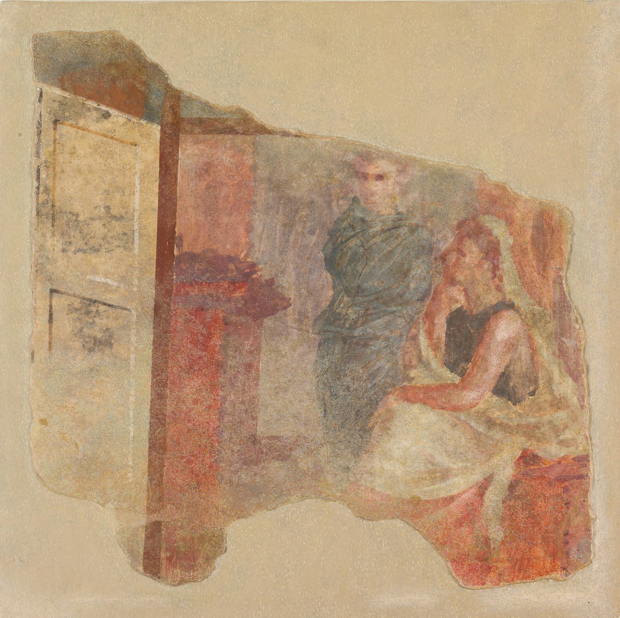 Väggmålningsfragment från norra väggen i rum H i Villa P. Fannius..., ca. 50-40 f.Kr. av Unbekannt