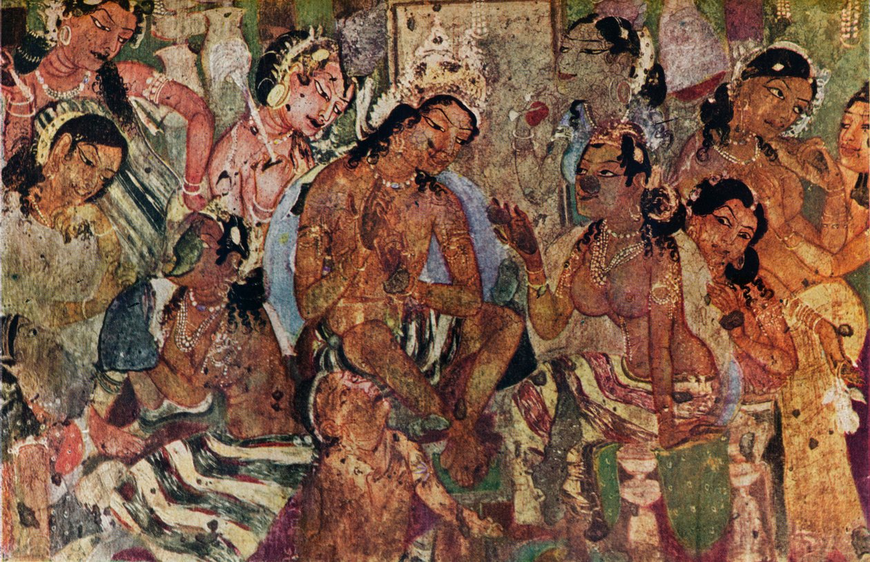 Väggmålning från grottorna i Ajanta i Raja Mahajanaka, c480 av Unbekannt