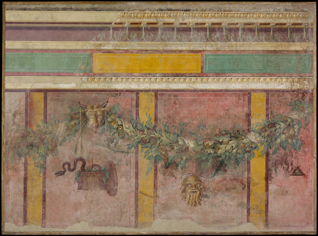 Väggmålning från den västra väggen i rum L i Villan P. Fannius Synistor..., ca.50-40 f.Kr. av Unbekannt