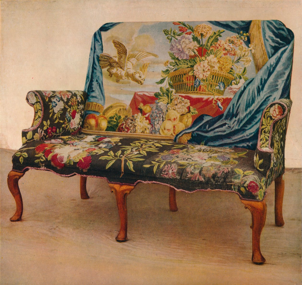 Valnötssoffa med Soho Tapestry, c1730, 1929 av Unbekannt