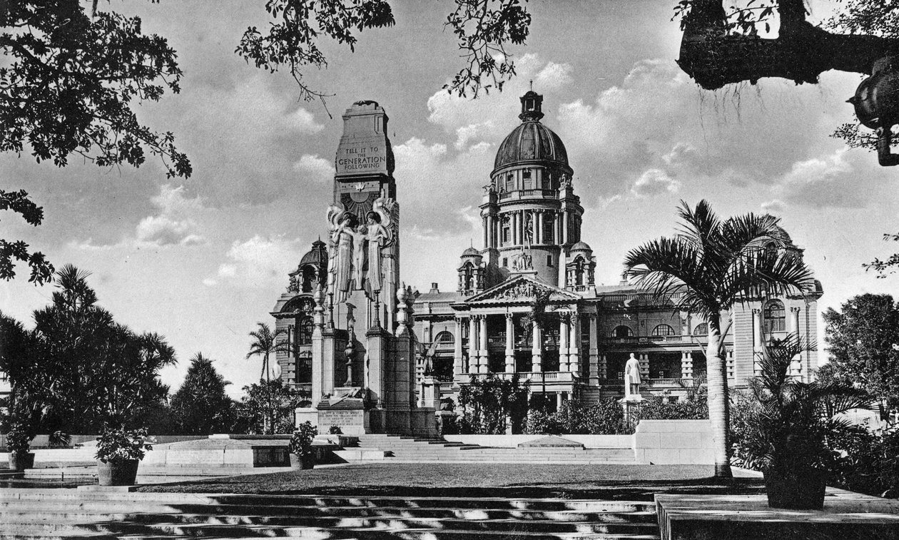 Krigsminnesmärke och stadshus, Durban, Sydafrika av Unbekannt