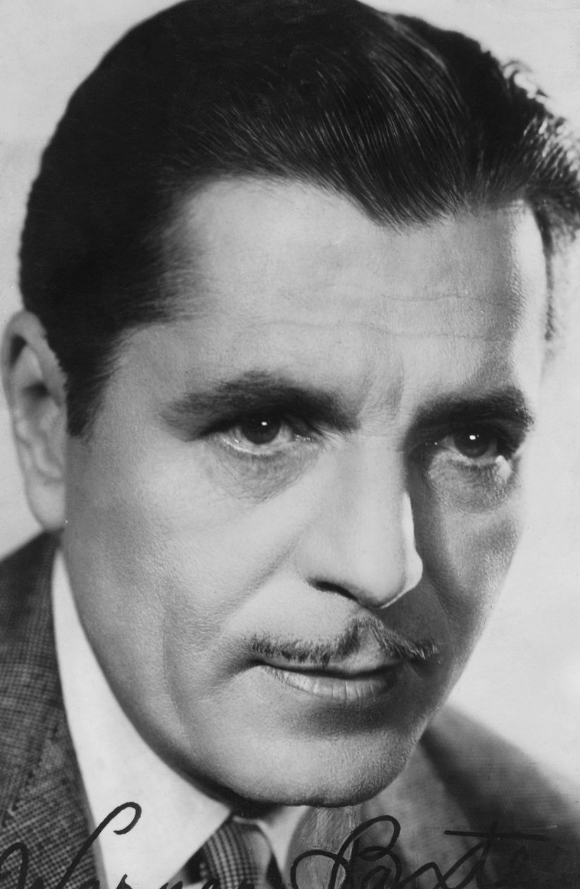 Warner Baxter, 1889-1951, amerikansk skådespelare, c1930-c1940-talet. Signerat fotografi av Unbekannt