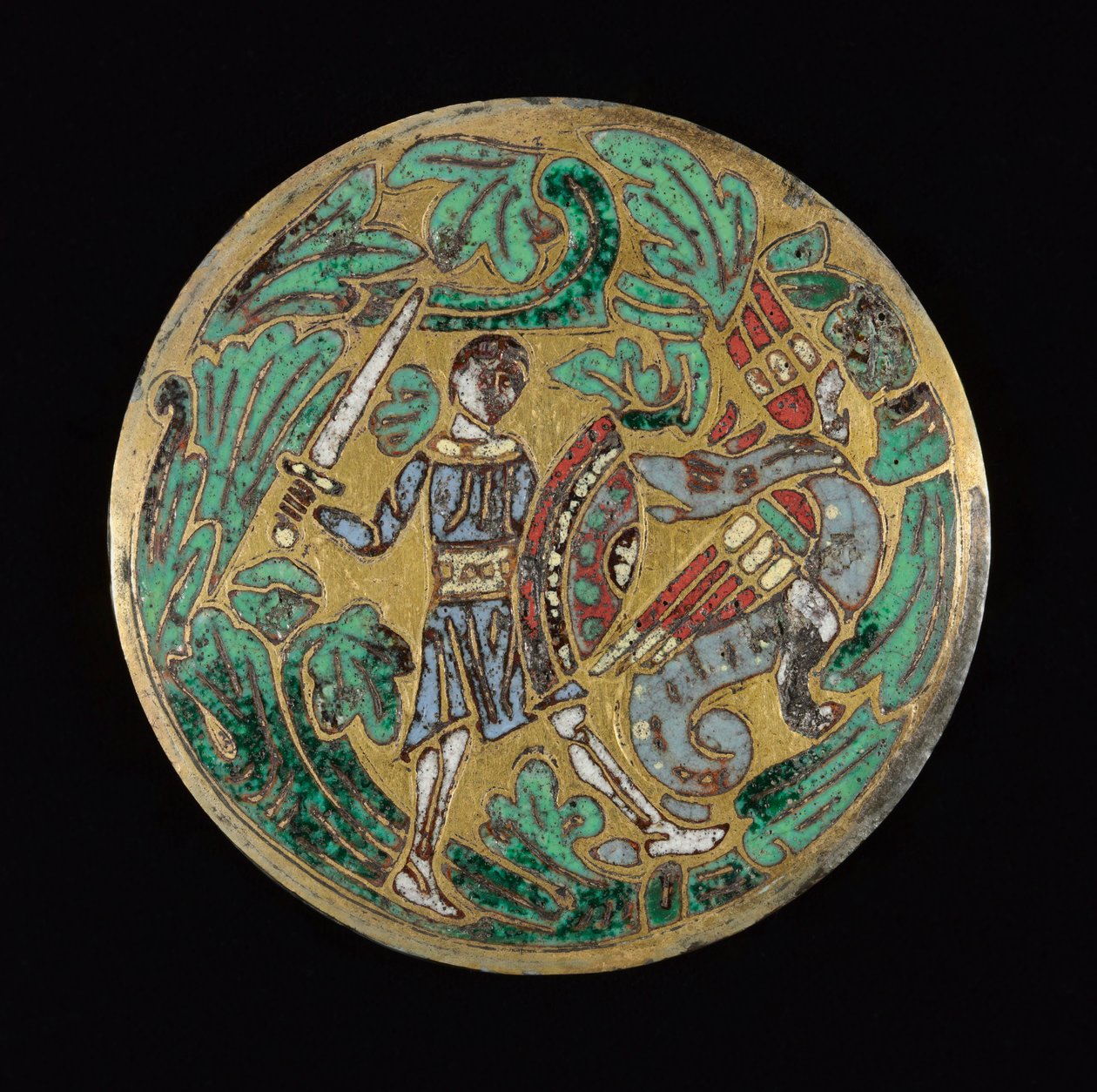 Krigare som kämpar mot en drake, ca. 1170-1180. av Unbekannt