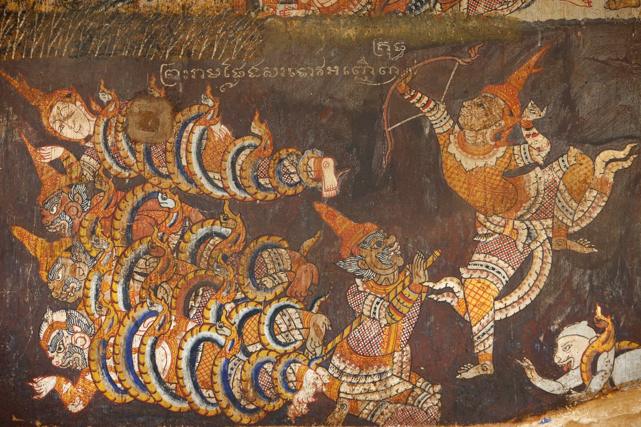 Wat Bo, Siem Reap Väggmålning av Ramayana, Siem Reap, Kambodja av Unbekannt