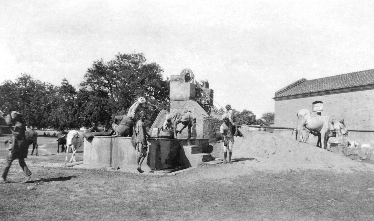 Vattenbrunn, Mathura, Indien, 1916-1917 av Unbekannt