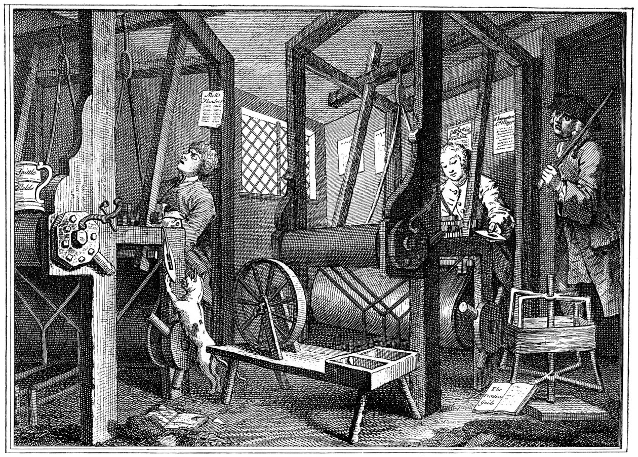 Vävning i Spitalfields, London, 1747 1894 av Unbekannt
