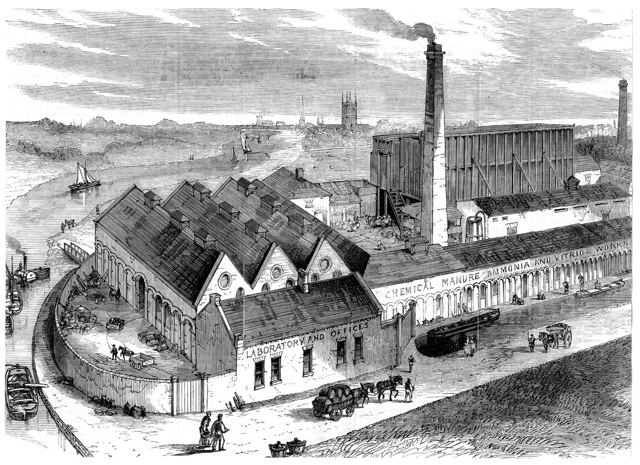 Webbs kemiska fabrik, Diglis, Worcestershire, 1869 av Unbekannt