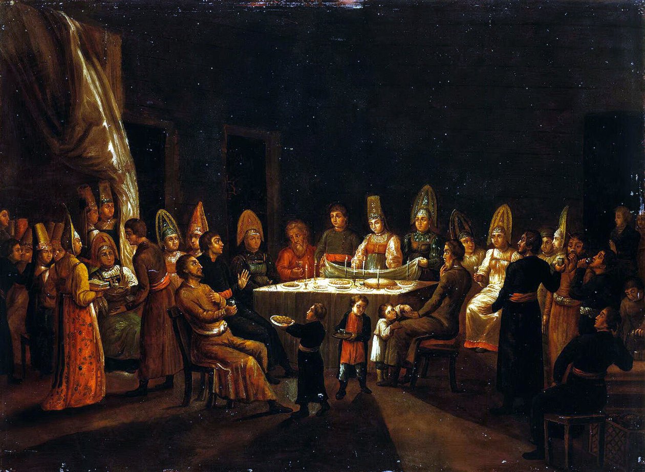 Bröllop i ett köpmanshus, 1800-talets första kvartal. av Unbekannt