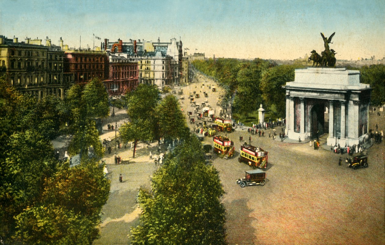 Wellington Arch och Quadriga, London, c1915. av Unbekannt