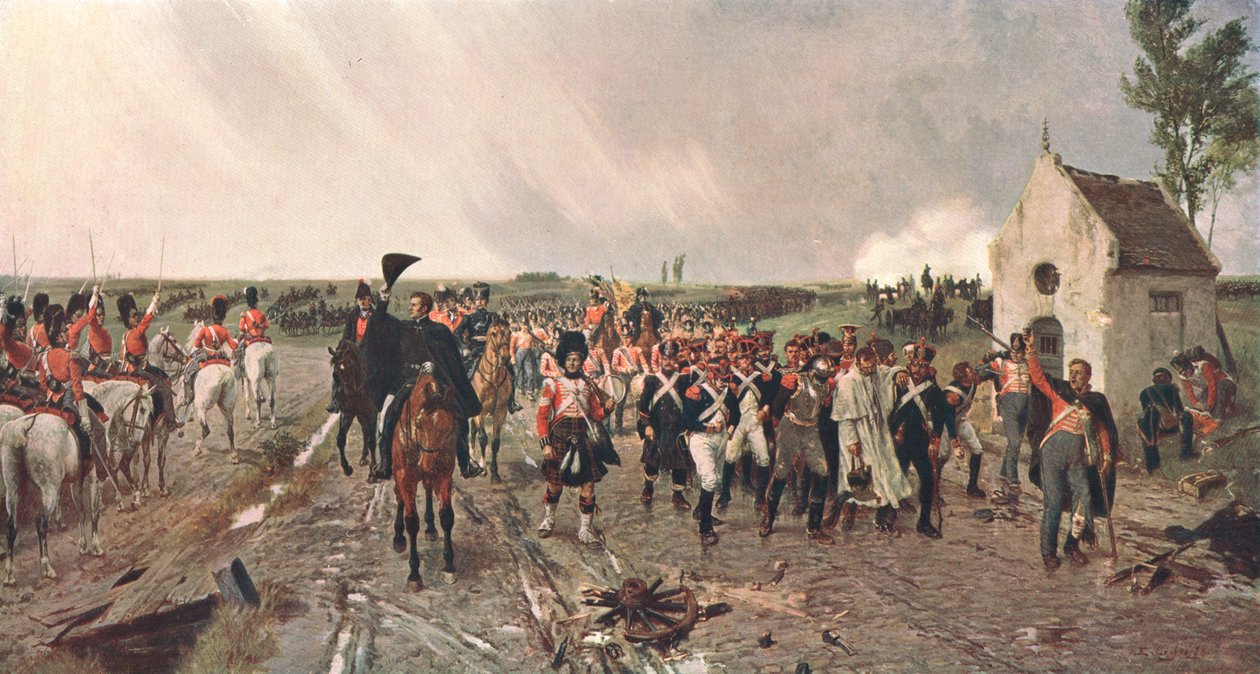 Wellingtons mars från Quatre Bras till Waterloo, 1815, c1878, c1902. av Unbekannt