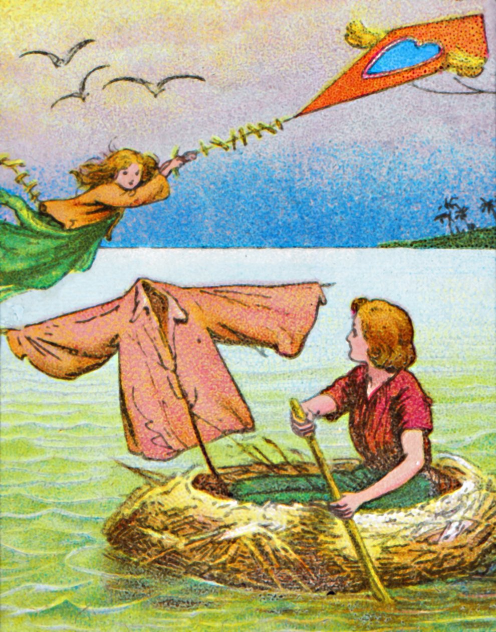 Wendy och Peter flyr, c1905. av Unbekannt