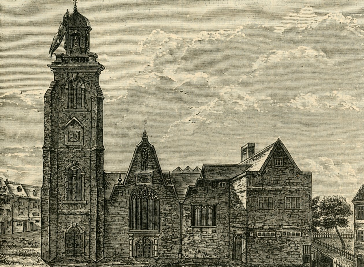 Västervy av den gamla kyrkan St. Martins-in-the-Fields, neddragen 1721, 1881. av Unbekannt