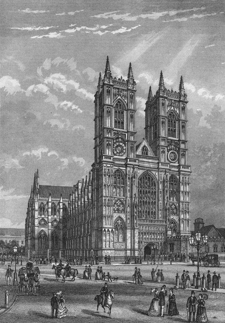Västra fronten av Westminster Abbey, London, c1860 1878 av Unbekannt
