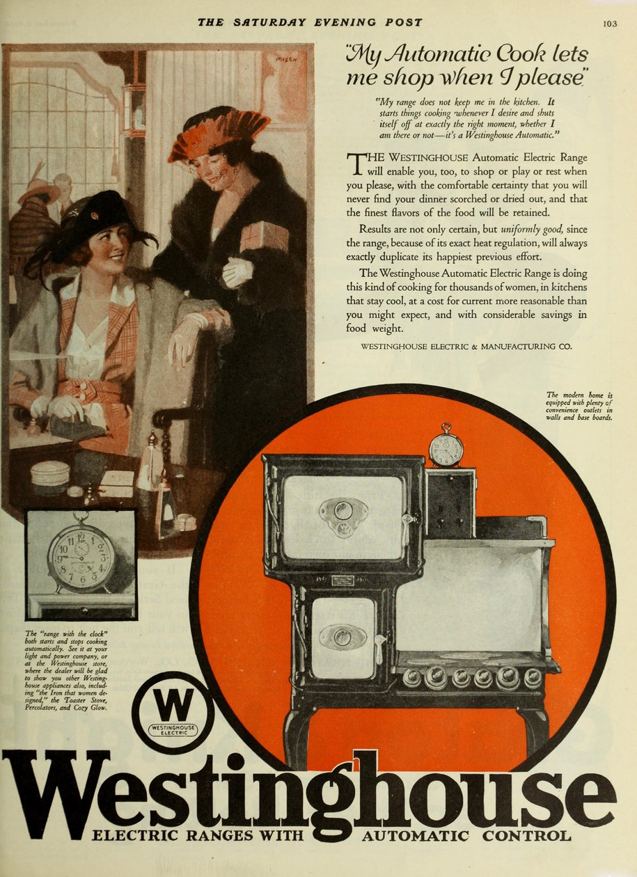 Westinghouse Electric Company, reklam från The Saturday Evening Post, ca 1920-1925. av Unbekannt