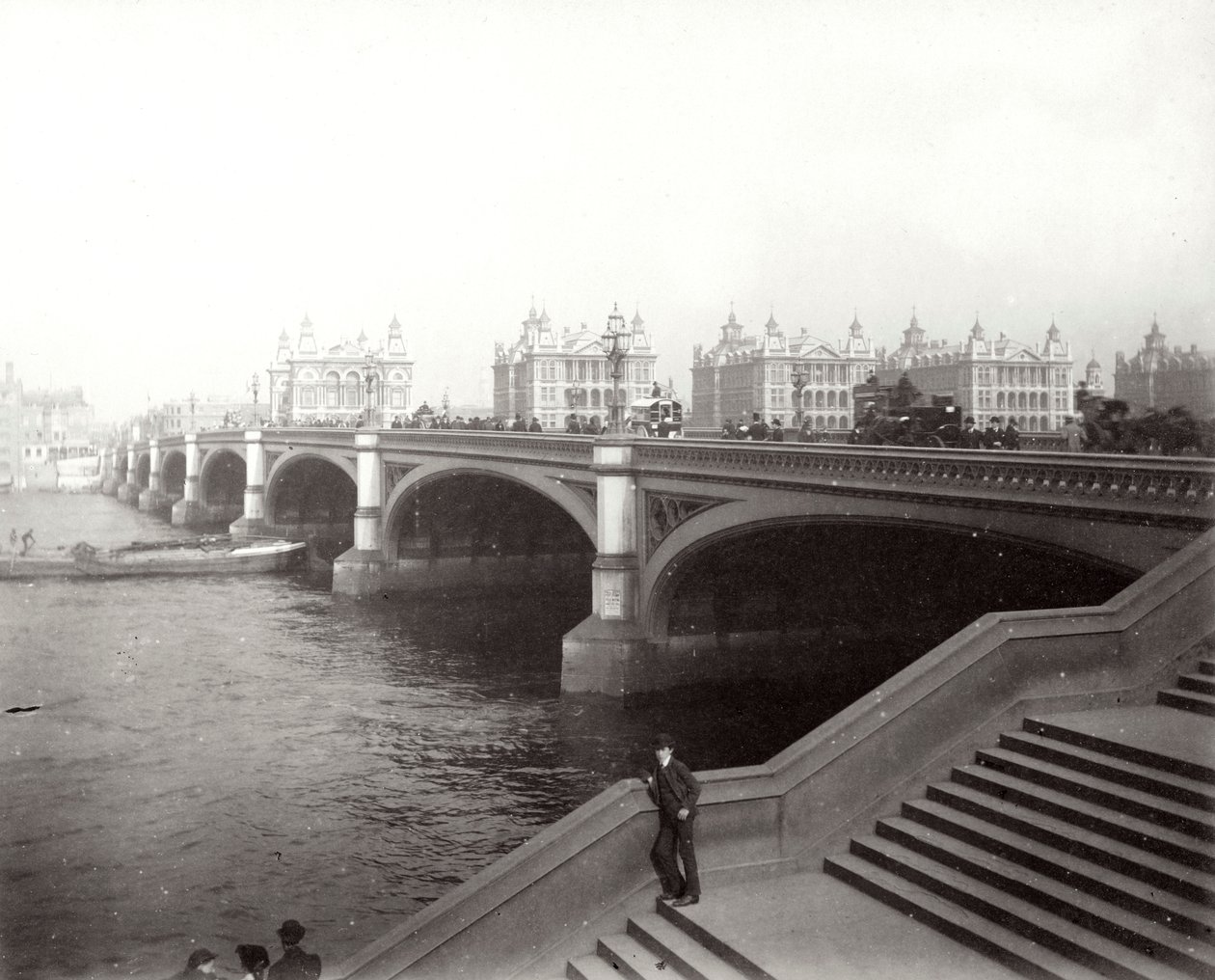 Westminster Bridge och St Thomass Hospital, London, 1887 av Unbekannt